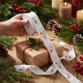 Cinta de regalo Navidad muñeco de nieve rojo blanco 25mm 15m | Floristik24.es