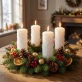 Juego de 4 velas de Adviento - Velas de pilar blancas con efecto bola de nieve y estampado de escarcha, decoración navideña 150/60 mm | Floristik24.es