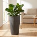 Macetero de suelo de plástico antracita Ø28cm H46,5cm | Floristik24.es
