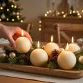 Velas esféricas color crema, 60 mm, juego de 16, velas navideñas, ambiente festivo, marca de calidad RAL | Floristik24.es
