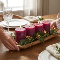 Velas de moda teñidas en color morado baya, velas de pilar, 70×80 mm, juego de 4, decoración de mesa | Floristik24.es