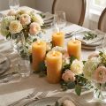 Juego de 4 velas de pilar color miel, 70x120 mm - Velas decorativas para decoración de mesas, bodas y celebraciones | Floristik24.es