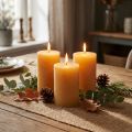 Velas de pilar de color sólido, color miel, 60×100 mm, 4 piezas - Decoración de mesa natural | Floristik24.es