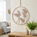 Adorno de pared "Helecho" de metal oro rosa para colgar, elegante anillo decorativo, diseño moderno, Ø52cm | Floristik24.es
