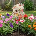 Estacas de jardín pájaros de metal, estacas de plantas decoración de pajarera 76,5 cm | Floristik24.es