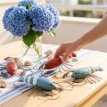 Bogavante de madera y metal decoración marítima rojo/azul L16cm 4uds | Floristik24.es