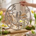 Decoración de mesa primavera, anillo decorativo pájaro deco plata H37.5cm | Floristik24.es