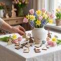 Adornos dispersos de madera, trozos dispersos de Pascua, Conejito de Pascua, tonos amarillos 4cm, 72 piezas | Floristik24.es