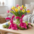 Conejo sentado decorativo como elemento decorativo primaveral para salón u oficina, 22 cm, 2 piezas | Floristik24.es