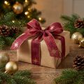 Cinta de regalo, cinta de estrella, cinta decorativa, rojo dorado, ancho 25 mm, largo 20 m. | Floristik24.es