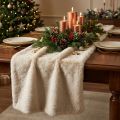 Camino de mesa piel sintética beige, banda de mesa piel decorativa 15×200cm | Floristik24.es