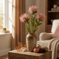 Alfiletero flor de otoño artificial Protea Rosa Leucospermum 73cm 3uds | Floristik24.es