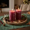 Velas de pilar teñidas, estilo Berry, 85x120 mm, juego de 2, rojas, decorativas | Floristik24.es