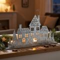 Casa de decoración navideña, portavelas de metal L20cm | Floristik24.es