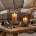 Candelabro cesta de alambre de metal negro Ø23cm/16cm juego de 2 | Floristik24.es