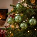 Bola de Navidad, decoración del árbol, bola de árbol de Navidad verde jaspeado H4,5cm Ø4cm vidrio real 24 piezas | Floristik24.es