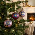 Bolas navideñas de cristal violeta bolas de árbol de Navidad flor Ø8cm 6ud | Floristik24.es