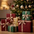 Cinta navideña “Ho Ho Ho” cinta de regalo beige 15mm 15m | Floristik24.es