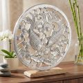 Anillo decorativo metal base madera decoración loto koi plateado Ø32cm | Floristik24.es