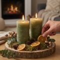Velas de pilar verde oliva 85×150 mm 2 piezas – Velas de cera jaspeada de color sólido con una duración de combustión de 80 horas | Floristik24.es
