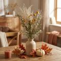 Flores artificiales Craspedia ramo decorativo Eucalipto Hierba pluma 55cm | Floristik24.es