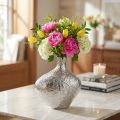 Florero decorativo florero de metal martillado plateado 24x8x27cm | Floristik24.es