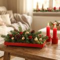 Bandeja decorativa rectangular de metal rojo con patas 30×15cm | Floristik24.es