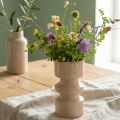 Jarrón de flores de metal esmaltado en marrón capuchino Ø9cm H17.5cm | Floristik24.es