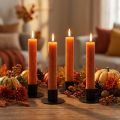 Velas cónicas naranja oscuro color liso Sunset 34x240mm 4 piezas | Floristik24.es