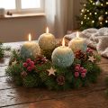 Juego de 4 velas de bola verde de 8 cm con purpurina para decoración navideña, velas de Adviento | Floristik24.es