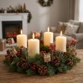 Tapón de flores regalo rojo verde beige natural 3,5cm 12uds | Floristik24.es
