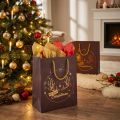 Bolsa de regalo astas navideñas marrón/dorado 18x10x23cm 2uds | Floristik24.es