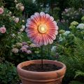 Lámpara LED solar para jardín con flores, metal, color rosa, diámetro 30 cm | Floristik24.es