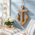 Ancla colgante Percha náutica de madera de mango Natural H24.5cm | Floristik24.es