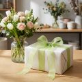 Cinta de organza verde para regalo con orillo verde lima 25 mm 50 m | Floristik24.es