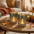 Elegante farola decorativa con motivo de hierba para dar un toque acogedor a la sala de estar, 12,5 cm, 2 piezas. | Floristik24.es