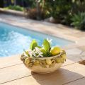 Cuenco de cerámica con limones – Cuenco decorativo mediterráneo para mesa y cocina Ø21,5cm H8,5cm | Floristik24.es