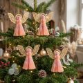 Adornos de papel de ángel navideños color albaricoque dorado, 12 cm, juego de 4 | Floristik24.es