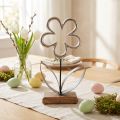 Decoración floral de metal decoración de mesa negra plateada primavera Al. 36 cm | Floristik24.es