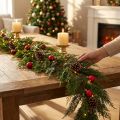 Guirnalda de abeto Thuja verde con frutas, adorno colgante decorativo, decoración navideña, guirnalda artificial festiva, 175 cm de largo | Floristik24.es
