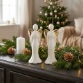 Figuras de ángeles ángel de cerámica oro blanco 6cmx5cmx15cm 2ud | Floristik24.es