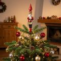 Figura de cascanueces roja para la punta del árbol de Navidad, 28 cm, cristal auténtico. | Floristik24.es