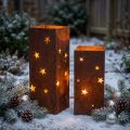 Portavelas navideños, acabado rústico, 40/50 cm de alto, juego de 2 | Floristik24.es