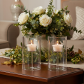 Portavelas de cristal con inserto para vela pequeña, 15 cm, 2 unidades | Floristik24.es