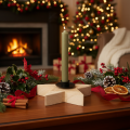Portavelas rústico de madera con forma de estrella para velas cónicas, 16 cm. | Floristik24.es