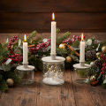 Portavelas redondos color crema para velas cónicas, decoración de mesa, 10 cm, 2 unidades | Floristik24.es