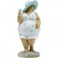 Floristik24 Dama con sombrero, decoración marina, verano, figura de baño azul/blanco Al. 27 cm