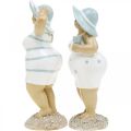 Floristik24 Figura decorativa damas en la playa, decoración de verano, figuras de baño con sombrero azul/blanco Al. 15/15,5 cm juego de 2