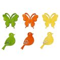 Floristik24 Decoración decorativa de madera con forma de pájaro y mariposa de colores 2cm 144p