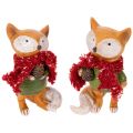 Floristik24 Zorro decorativo con bufanda y piña, 10 cm, 2 piezas